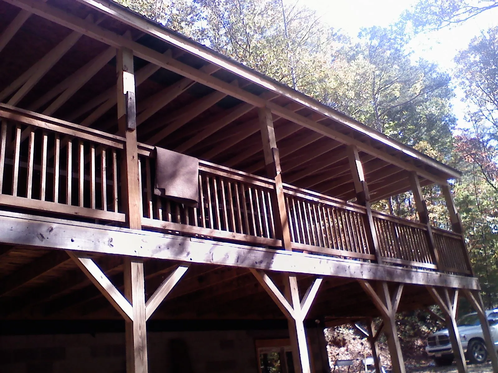 Timber framing under a new elevated porch and deck — Roof Leak Repair in Elmwood Park by Roofing Brothers